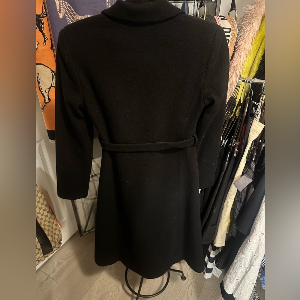 Moschino Black Trench Coat with Pink Belt - Picture 3 of 9